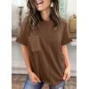 image:imageSHEWIN Womens Summer Tops Short Sleeve TShirts Crew Neck Casual Solid Basic Tees 2026 ClothesA Brown