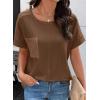 image:imageSHEWIN Womens Summer Tops Short Sleeve TShirts Crew Neck Casual Solid Basic Tees 2026 ClothesA Brown