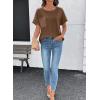 image:imageSHEWIN Womens Summer Tops Short Sleeve TShirts Crew Neck Casual Solid Basic Tees 2026 ClothesA Brown