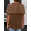image:imageSHEWIN Womens Summer Tops Short Sleeve TShirts Crew Neck Casual Solid Basic Tees 2026 ClothesA Brown
