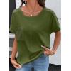 image:imageSHEWIN Womens Summer Tops Short Sleeve TShirts Crew Neck Casual Solid Basic Tees 2026 ClothesA Green