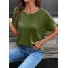 image:imageSHEWIN Womens Summer Tops Short Sleeve TShirts Crew Neck Casual Solid Basic Tees 2026 ClothesA Green