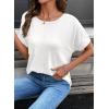 image:imageSHEWIN Womens Summer Tops Short Sleeve TShirts Crew Neck Casual Solid Basic Tees 2026 ClothesA White