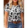 image:imageSHEWIN Womens Summer Tops Short Sleeve TShirts Western Graphic Crew Neck Casual Cute Tees 2026 ClothesA Black