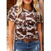 image:imageSHEWIN Womens Summer Tops Short Sleeve TShirts Western Graphic Crew Neck Casual Cute Tees 2026 ClothesA Brown