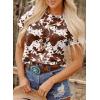 image:imageSHEWIN Womens Summer Tops Short Sleeve TShirts Western Graphic Crew Neck Casual Cute Tees 2026 ClothesA Brown