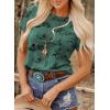 image:imageSHEWIN Womens Summer Tops Short Sleeve TShirts Western Graphic Crew Neck Casual Cute Tees 2026 ClothesA Green