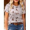image:imageSHEWIN Womens Summer Tops Short Sleeve TShirts Western Graphic Crew Neck Casual Cute Tees 2026 ClothesA Grey