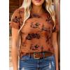 image:imageSHEWIN Womens Summer Tops Short Sleeve TShirts Western Graphic Crew Neck Casual Cute Tees 2026 ClothesA Maroon