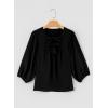 image:imageSHEWIN Womens Tops 34 Sleeves Blouse Babydoll Dressy Casual Top Elegant Bow Tie Loose Ladies Shirts 2026A Black
