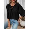 image:imageSHEWIN Womens Tops 34 Sleeves Blouse Babydoll Dressy Casual Top Elegant Bow Tie Loose Ladies Shirts 2026A Black