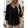 image:imageSHEWIN Womens Tops 34 Sleeves Blouse Babydoll Dressy Casual Top Elegant Bow Tie Loose Ladies Shirts 2026A Black