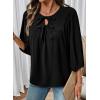 image:imageSHEWIN Womens Tops 34 Sleeves Blouse Babydoll Dressy Casual Top Elegant Bow Tie Loose Ladies Shirts 2026A Black