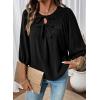 image:imageSHEWIN Womens Tops 34 Sleeves Blouse Babydoll Dressy Casual Top Elegant Bow Tie Loose Ladies Shirts 2026A Black