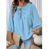 image:imageSHEWIN Womens Tops 34 Sleeves Blouse Babydoll Dressy Casual Top Elegant Bow Tie Loose Ladies Shirts 2026A Blue