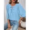 image:imageSHEWIN Womens Tops 34 Sleeves Blouse Babydoll Dressy Casual Top Elegant Bow Tie Loose Ladies Shirts 2026A Blue