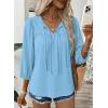 image:imageSHEWIN Womens Tops 34 Sleeves Blouse Babydoll Dressy Casual Top Elegant Bow Tie Loose Ladies Shirts 2026A Blue