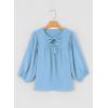 image:imageSHEWIN Womens Tops 34 Sleeves Blouse Babydoll Dressy Casual Top Elegant Bow Tie Loose Ladies Shirts 2026A Blue