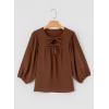 image:imageSHEWIN Womens Tops 34 Sleeves Blouse Babydoll Dressy Casual Top Elegant Bow Tie Loose Ladies Shirts 2026A Brown