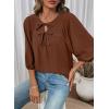 image:imageSHEWIN Womens Tops 34 Sleeves Blouse Babydoll Dressy Casual Top Elegant Bow Tie Loose Ladies Shirts 2026A Brown