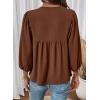 image:imageSHEWIN Womens Tops 34 Sleeves Blouse Babydoll Dressy Casual Top Elegant Bow Tie Loose Ladies Shirts 2026A Brown