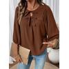image:imageSHEWIN Womens Tops 34 Sleeves Blouse Babydoll Dressy Casual Top Elegant Bow Tie Loose Ladies Shirts 2026A Brown