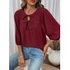 image:imageSHEWIN Womens Tops 34 Sleeves Blouse Babydoll Dressy Casual Top Elegant Bow Tie Loose Ladies Shirts 2026A Burgundy