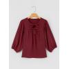 image:imageSHEWIN Womens Tops 34 Sleeves Blouse Babydoll Dressy Casual Top Elegant Bow Tie Loose Ladies Shirts 2026A Burgundy