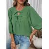 image:imageSHEWIN Womens Tops 34 Sleeves Blouse Babydoll Dressy Casual Top Elegant Bow Tie Loose Ladies Shirts 2026A Green