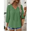 image:imageSHEWIN Womens Tops 34 Sleeves Blouse Babydoll Dressy Casual Top Elegant Bow Tie Loose Ladies Shirts 2026A Green