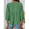 image:imageSHEWIN Womens Tops 34 Sleeves Blouse Babydoll Dressy Casual Top Elegant Bow Tie Loose Ladies Shirts 2026A Green