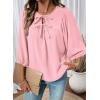 image:imageSHEWIN Womens Tops 34 Sleeves Blouse Babydoll Dressy Casual Top Elegant Bow Tie Loose Ladies Shirts 2026A Pink