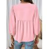 image:imageSHEWIN Womens Tops 34 Sleeves Blouse Babydoll Dressy Casual Top Elegant Bow Tie Loose Ladies Shirts 2026A Pink