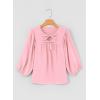 image:imageSHEWIN Womens Tops 34 Sleeves Blouse Babydoll Dressy Casual Top Elegant Bow Tie Loose Ladies Shirts 2026A Pink