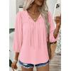 image:imageSHEWIN Womens Tops 34 Sleeves Blouse Babydoll Dressy Casual Top Elegant Bow Tie Loose Ladies Shirts 2026A Pink