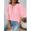 image:imageSHEWIN Womens Tops 34 Sleeves Blouse Babydoll Dressy Casual Top Elegant Bow Tie Loose Ladies Shirts 2026A Pink
