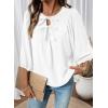 image:imageSHEWIN Womens Tops 34 Sleeves Blouse Babydoll Dressy Casual Top Elegant Bow Tie Loose Ladies Shirts 2026A White