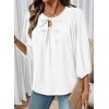 image:imageSHEWIN Womens Tops 34 Sleeves Blouse Babydoll Dressy Casual Top Elegant Bow Tie Loose Ladies Shirts 2026A White