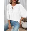 image:imageSHEWIN Womens Tops 34 Sleeves Blouse Babydoll Dressy Casual Top Elegant Bow Tie Loose Ladies Shirts 2026A White