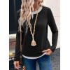 image:imageSHEWIN Womens Tops Casual Crewneck Color Block Long Sleeve Shirts Fall Fashion Basic Tees Slim FitBlack
