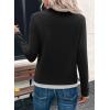 image:imageSHEWIN Womens Tops Casual Crewneck Color Block Long Sleeve Shirts Fall Fashion Basic Tees Slim FitBlack