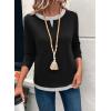 image:imageSHEWIN Womens Tops Casual Crewneck Color Block Long Sleeve Shirts Fall Fashion Basic Tees Slim FitBlack