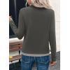 image:imageSHEWIN Womens Tops Casual Crewneck Color Block Long Sleeve Shirts Fall Fashion Basic Tees Slim FitCarbon Grey