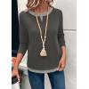 image:imageSHEWIN Womens Tops Casual Crewneck Color Block Long Sleeve Shirts Fall Fashion Basic Tees Slim FitCarbon Grey