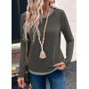 image:imageSHEWIN Womens Tops Casual Crewneck Color Block Long Sleeve Shirts Fall Fashion Basic Tees Slim FitCarbon Grey