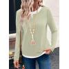 image:imageSHEWIN Womens Tops Casual Crewneck Color Block Long Sleeve Shirts Fall Fashion Basic Tees Slim FitMeadow Mist Green