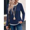 image:imageSHEWIN Womens Tops Casual Crewneck Color Block Long Sleeve Shirts Fall Fashion Basic Tees Slim FitNavy Blue