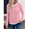 image:imageSHEWIN Womens Tops Casual Crewneck Color Block Long Sleeve Shirts Fall Fashion Basic Tees Slim FitPink