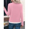 image:imageSHEWIN Womens Tops Casual Crewneck Color Block Long Sleeve Shirts Fall Fashion Basic Tees Slim FitPink