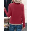 image:imageSHEWIN Womens Tops Casual Crewneck Color Block Long Sleeve Shirts Fall Fashion Basic Tees Slim FitRacing Red